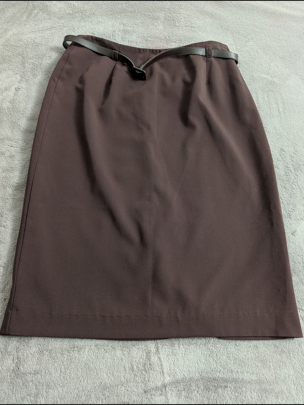 Michele Chocolate Brown Pencil Skirt with Slim Waist Belt